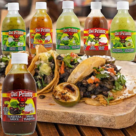(6 pack) Primos Del Primo Habanera Red Sauce Bottle Vegan and Gluten free, 12.88 oz