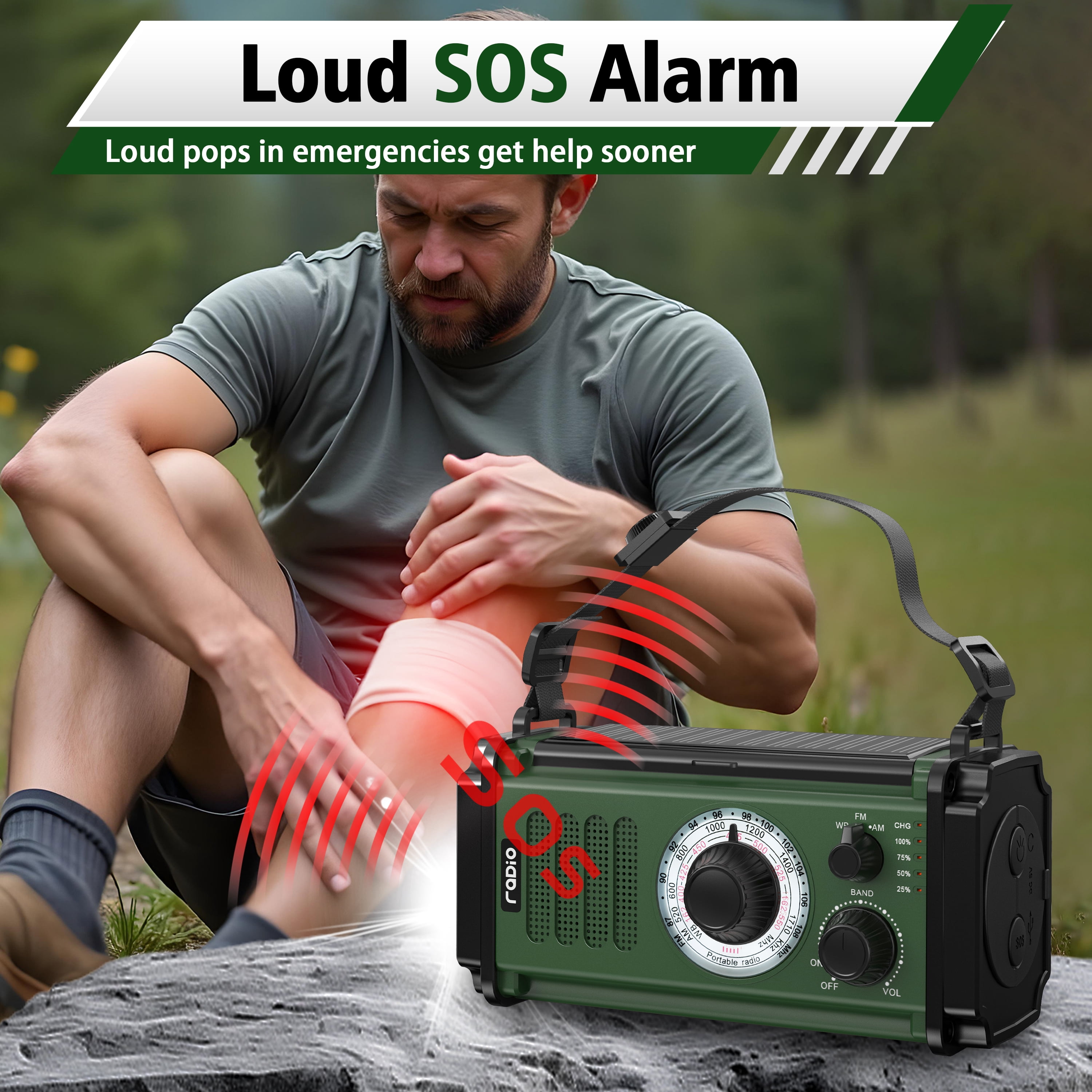 10000mAh Rechargeable Solar Radio with Phone Charger, Hand Crank Radio, Emergency Radio with Flashlight & Reading Lamp ,AM FM NOAA  Weather Radio, SOS Alarm,  Suitable for Emergency, Hurricane