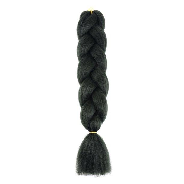 XmhyTop-A Extensiones de cabello trenzado ombré de 60 cm, 3 piezas de cabello trenzado sintético de color sólido para peinados diarios y de fiesta, color verde negro.