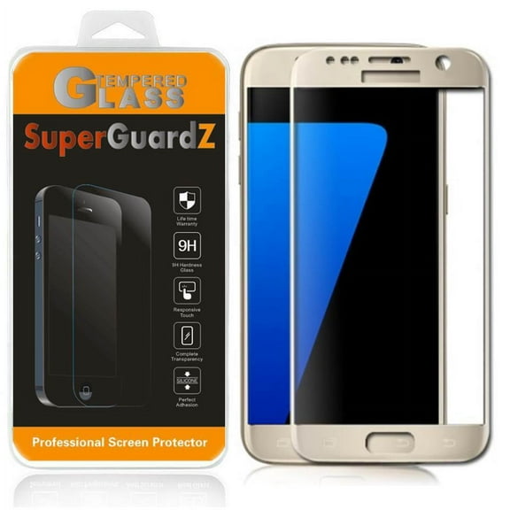 [2-PACK] For Samsung Galaxy S7 - SuperGuardZ [FULL COVER] Tempered Glass Screen Protector [Gold] [Edge-To-Edge Protect, Anti-Scratch]   2 Stylus Pen