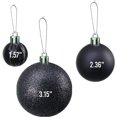 thumbnail image 7 of Prextex Black Christmas Ball Ornaments Decorations - 36 Pieces Xmas Tree Shatterproof Ornaments with Hanging Loop for Halloween and Party Decoration (Combo of 6 Styles in 3 Sizes), 7 of 7