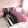 thumbnail image 2 of Homewish Animal Print King Bedding, Pink Zebra Leopard Print King Bed in a Bag, Black Reversible, 7-Piece, 2 of 7