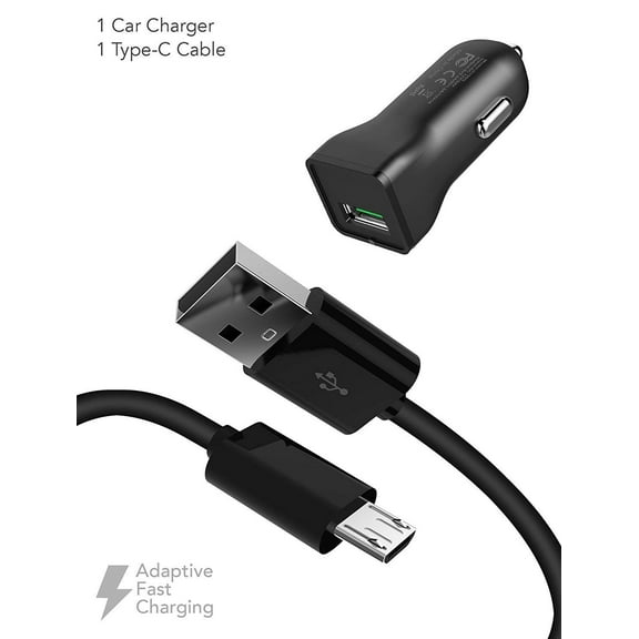 Adaptive Fast Charging for Galaxy S10/ S10e/ S10 Plus- up to 50% Fast Charging- Compatible with Note 8, Galaxy S8 & S9--- Set Includes 1 Charger Cable Type-C 2.0 (4 ft), 1 Car Charger