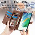 thumbnail image 6 of SaniMore Case for Samsung Galaxy S21 FE 5G 6.4", PU Leather Zipper Wallet Detachable Lanyard Retro Embossed Flower Crad Slots Flip Kickstand Full Body Protective Drop-proof Case, Brown, 6 of 12