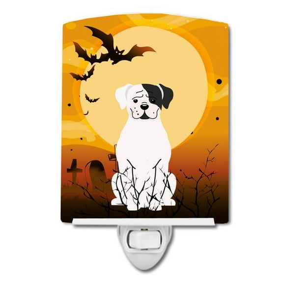 Caroline's Treasures BB4380CNL Halloween White Boxer Cooper Ceramic Night Light, 6x4x3", multicolor