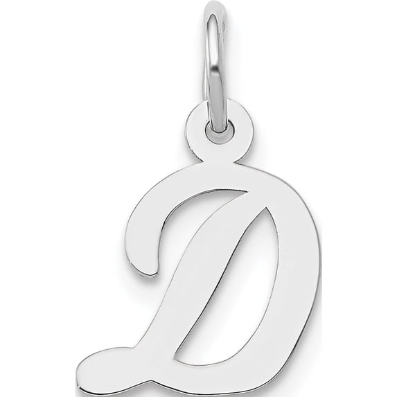 14K White Gold Small Script Letter D Initial Charm (13.2 X 10.38) Made In United States yc659d