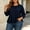Navy, variant on Yotami Women Plus Size Blouse, 3/4 Puff Sleeve Round Neck Button Down Peplum Casual Shirts, Fall Winter Layering Top