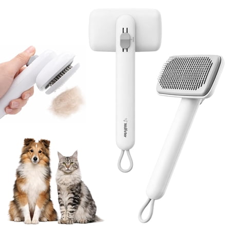 Xekoro Self Cleaning Slicker Brush for Cats and Dogs, Shedding Tool for Long and Short Hair,Pet Grooming Brush Reduces Shedding, Cat Comb and Dog Hair Brush (White)