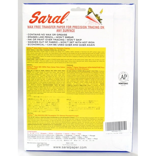  Saral, Blue Wax Free Transfer Paper Sampler Includes 1 Each of  White Graphite, Yellow, Red