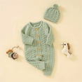 thumbnail image 6 of KAUOD Toddler Knit Jumpsuits with Hat Button down Crochet Ribbed Plain Sweater Rompers Baby Boys Thick Warm Bodysuits, 6 of 9