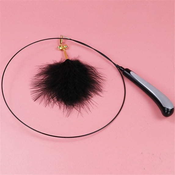 Cat Feather Stick Interactive Toy Flexible Kitten Feather Toy Tease Cats Stick Pet Training With Bells Pet Supplies Steel Wire FeatherTeaser Metal Bell Ball Interactive Cat Teaser Toy