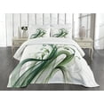 thumbnail image 3 of Ambesonne Green Quilted Bedspread Set 3 Pcs, Modern Curlicue Leaves Dreamy, Queen Size, White Emerald Teal, 3 of 4