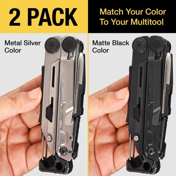 DASAW-[2-Pack] Stainless Steel Pocket Clip - Perfect Fit For Leatherman Signal Multi-Tool - 1 Black   1 Silver/Metal - Add Or Replace Broken Belt Clip in Seconds - Screwdriver Included For Easy Insta