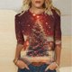 thumbnail image 2 of Camisetas de Navidad para Mujeres, 3/4 Manga Cuello Redondo Blusa con Estampado de Vacaciones, Top de Moda Casual, 2 of 9