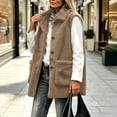 thumbnail image 7 of QIYAGBSA Fuzzy Sherpa Fleece Vest for Women Lapel Button Down Sleeveless Oversized Mid Length Fall Winter Warm Coats with Patch Pockets, 7 of 7
