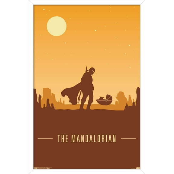 Star Wars: The Mandalorian - Mando and The Child At Dusk Wall Poster, 22.375" x 34", Framed