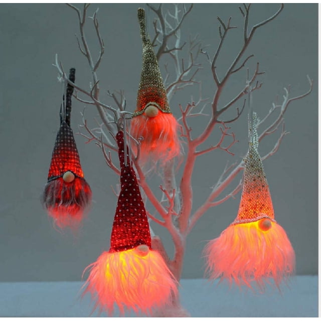 4 piezas de adornos de árbol colgantes pequeños luminosos de Navidad Ormromra CJWUS-1957