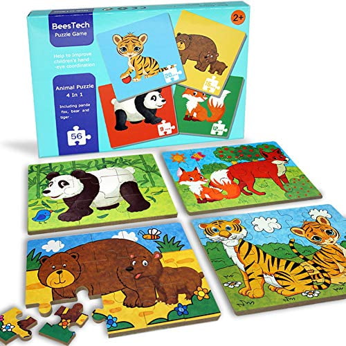 20pcs/Set Wooden Puzzle Jigsaw Toy Baby Animals Number Math Edcuational Toys New 