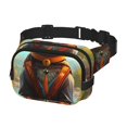 thumbnail image 2 of Saiise Sac Banane à Double Compartiment Motif Chat Méditant Sac de Taille Carré Réglable Mains Libres Ceinture de Course Randonnée Sécurité Voyage Bandoulière en Sergé, 2 of 9
