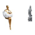 thumbnail image 1 of Figura artística abstracta de Guan Yin, escultura femenina, elaborada en resina y piedra. Ideal para sala de estar, oficina o como regalo., 1 of 8