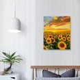 thumbnail image 4 of Acheng Sunflower Painting Wall Art Canvas - Sunshine Framed Pictures Florals Giclee Prints Modern Home Decor Sunset Landscape Artwork Yellow Flowers for Living Room Kitchen Ready to Hang  16x20 in, 4 of 5