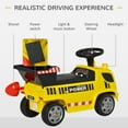 thumbnail image 5 of Aosom Kids Push Car Toddler Ride-on Construction Toy Cart for Age 18-36 Months with Shovel, Headlights, and Music, Yellow, 5 of 9