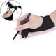 thumbnail image 1 of Guante antiincrustante de dos dedos para dibujo de artista y bolígrafo, almohadilla para tableta gráfica, guantes para el hogar, guante negro para mano derecha e izquierda (L) ShuxiuWang 8390614264045, 1 of 1