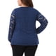 thumbnail image 3 of Blusa casual de mujer de talla grande Agnes Orinda con doble capa, encaje, mangas largas, escote en V, transparente, 1X azul real, 3 of 6
