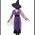 thumbnail image 3 of Disfraz de bruja morada para Halloween, disfraz de niña para fiesta de carnaval, disfraz de Purim para niña, con sombrero y escoba, 3 of 5
