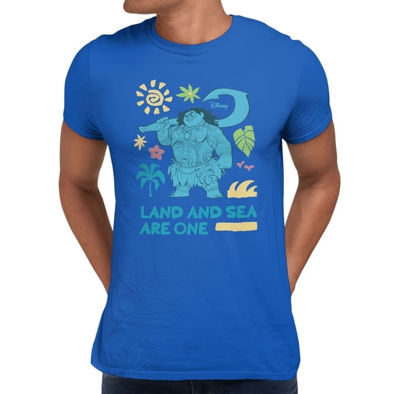 Disney Moana Land And Sea Are One Maui Men's T Shirt (Royal, S-XXXL)