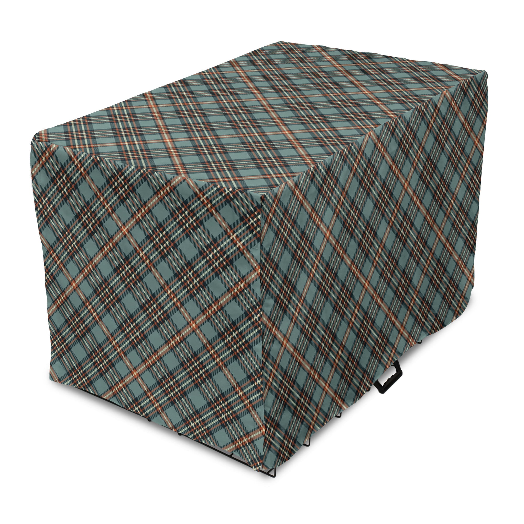 Image showcasing Abstract Dog Crate Cover, Classical and Plaid Inspired Layout, Easy to ...