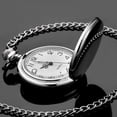 thumbnail image 3 of Smooth Vintage Pocket Watch with Chain, Arabic Numerals Scale Mens Watch Christmas Graduation Birthday Gifts Fathers Day, 3 of 9