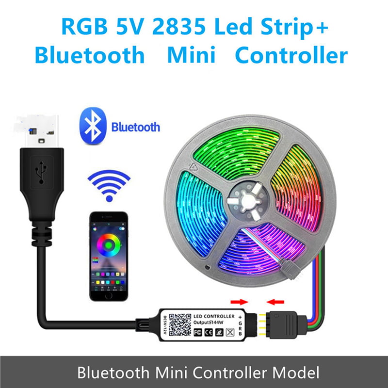 LED Strip Light 5050 RGB Bluetooth Remote Control Flexible Lamp DC5V USB TV Back 