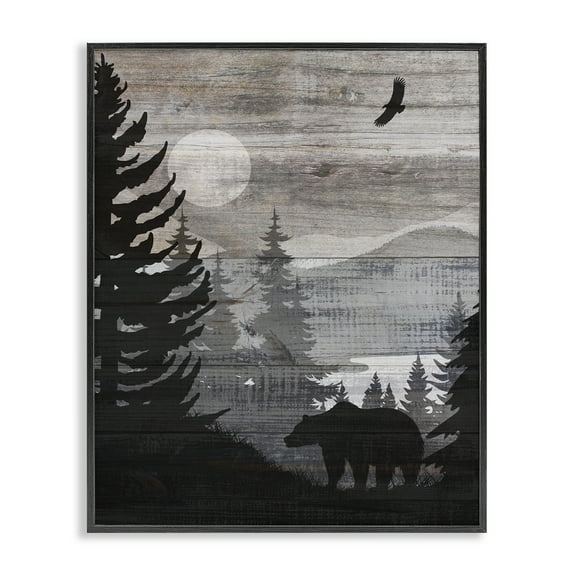 Stupell Industries Rustic Woodland Evening Landscape & Nature Painting Black Framed Art Print Wall Art, 11 x 14