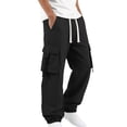 thumbnail image 2 of WRKEKC Mens Cargo Pants Wide Straight Leg Multi Pockets Functional Casual Trousers Drawstring Elastic Waist Loose Fit, 2 of 8