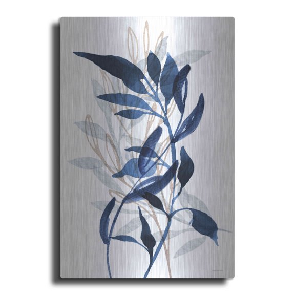 Luxe Metal Art 'Botanical Blues II' by Bluebird Barn, Metal Wall Art, 12"x16"