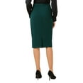 thumbnail image 3 of Women's Bodycon Pencil Skirt High Waist Stretchy Knee Length Office Work Skirts S Lake Green, 3 of 5