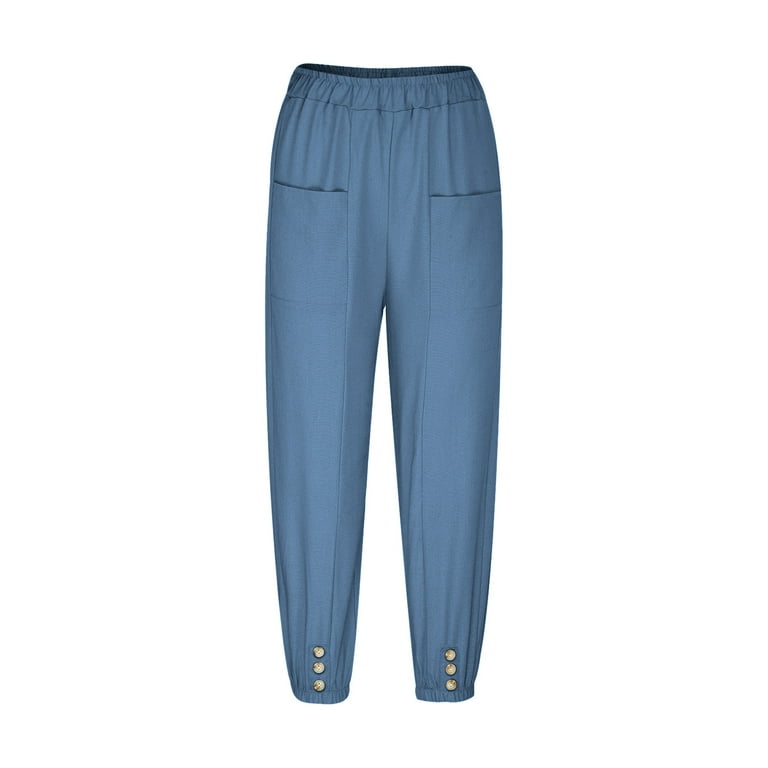 DAETIROS Womens Leg Pants Softy Elastic Slim Elegant Cotton Warm Relaxed  Light Blue Commonly used for Christmas Size XL