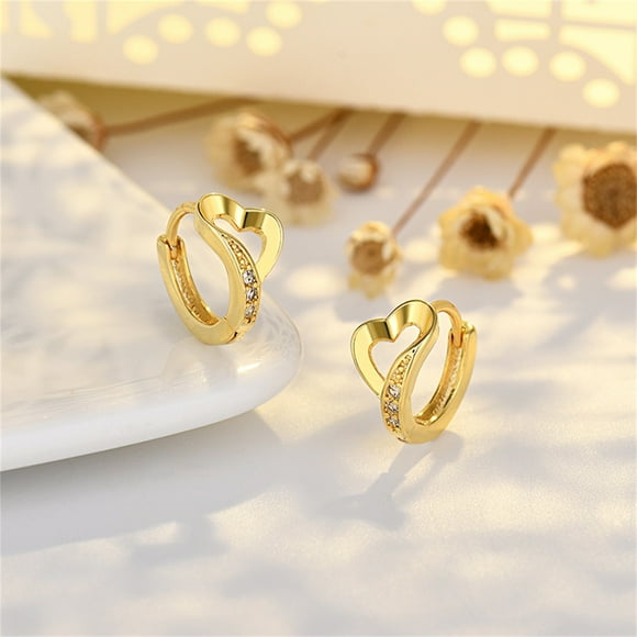 14K Gold Plated Stud Earrings for Women Heart Earrings for Girl Wrap Stud Ear Cuff 14K Gold Plated Flat Back Cartilage Earrings for Women Men Deals of the Day Clearance