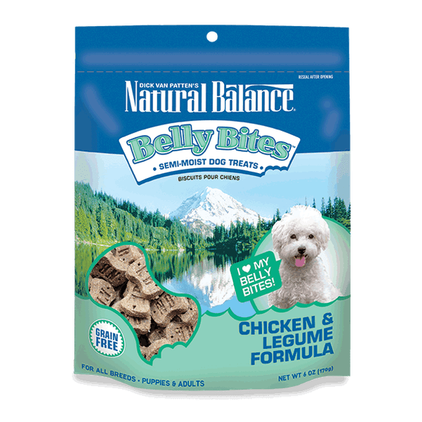 Natural Balance Belly Bites GrainFree Chicken & Legume SemiMoist Chews Dog Treats, 6 Oz