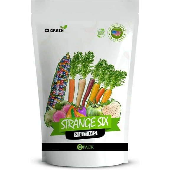 Exotic Vegetable Garden Variety Pack "Strange Six" - 6 Unique Varieties to Grow, Over 450 Seeds Total - Non GMO, Open Pollinated, Heirloom, and Ready for Planting