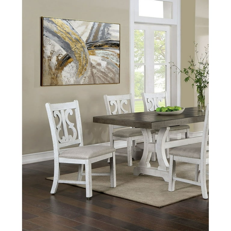 Distressed white dining chairs discount