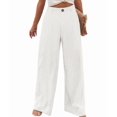 thumbnail image 3 of Women'S Pants Casual Button Up High Waisted Wide Leg Trousers White XL, 3 of 7