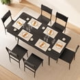 thumbnail image 5 of Lofka 7-Piece Dining Table Set for 6 People, Extendable MDF Wood Kitchen Table with 6 Wooden Chairs, Black - Space Saving, 5 of 11
