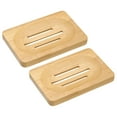 thumbnail image 1 of Madera Jabonera, Natural Bambú Jabonera Bandeja Jabonera Soporte Ahorrador con Auto Drenaje para Baño, Bañera, Cocina Fregadero, 2uds, 1 of 6