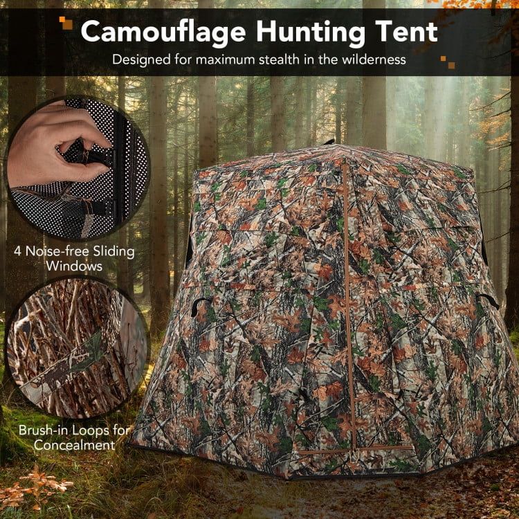 Topcobe 360° One Way See Through Ground Hunting Blind for Deer and Turkey Hunting, Waterproof Camping Tents Easy Setup