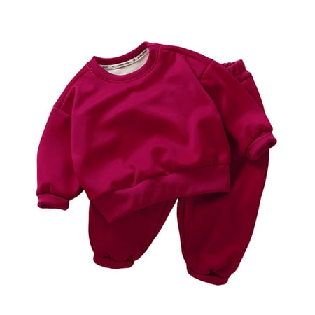 

Toddler Outfits For Boys In 24 Months Toddler Boys Girls Autumn And Winter Solid Color Long Sleeved Sweatshirt Tops And Pants 2PC Children S Suit Fall Clothes For Toddler Boys Hot Pink 140