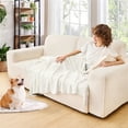 thumbnail image 3 of Fluffy Fringe Throw Blanket Lightweight Soft Cozy for Bed Sofa Chair Throw Blankets, Off White 127*182cm, 3 of 5