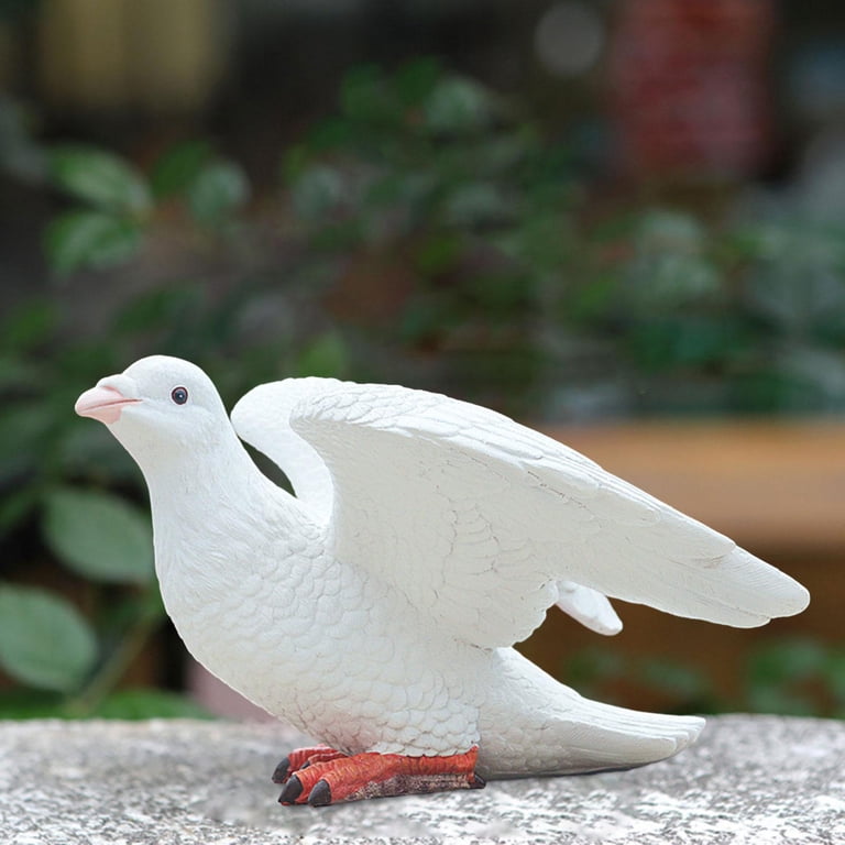 kesoto White Pigeon Figurine, Resin Sculpture, Decorative