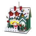 thumbnail image 1 of Adorno navideño de casa de madera para colgar, decoración con escena de edificios, juguete infantil en miniatura techo de nieve, 1 of 9